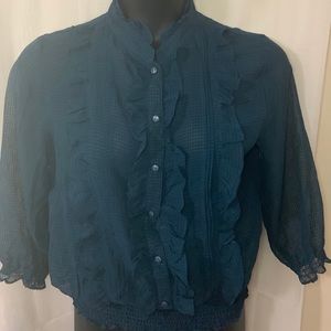 XL Turquoise Ruffle Blouse